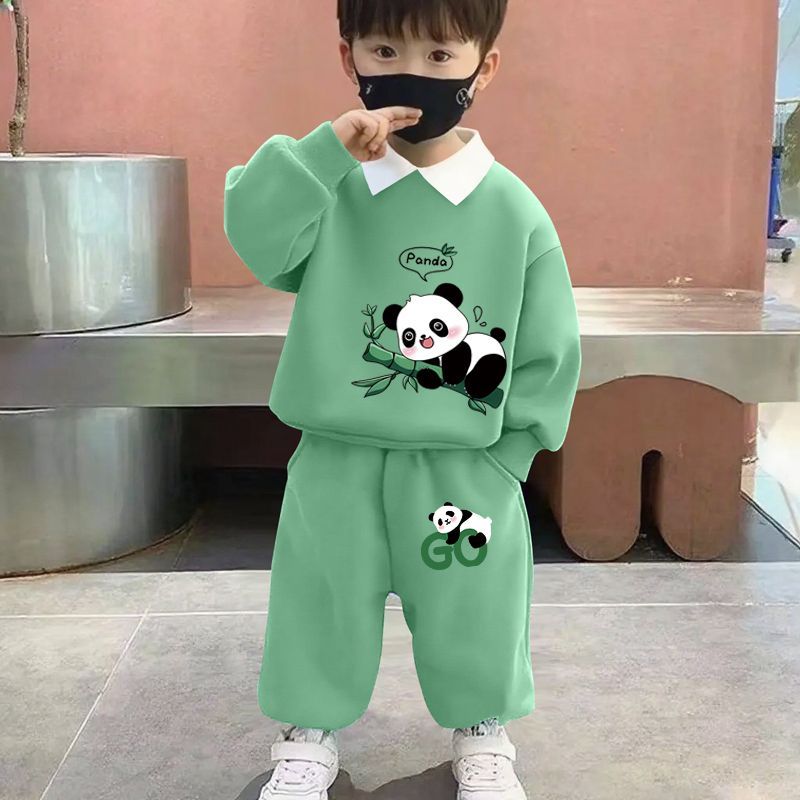 新款童装男童纯棉卫衣卫裤春秋季套装洋气2025衣服小大童儿童春装