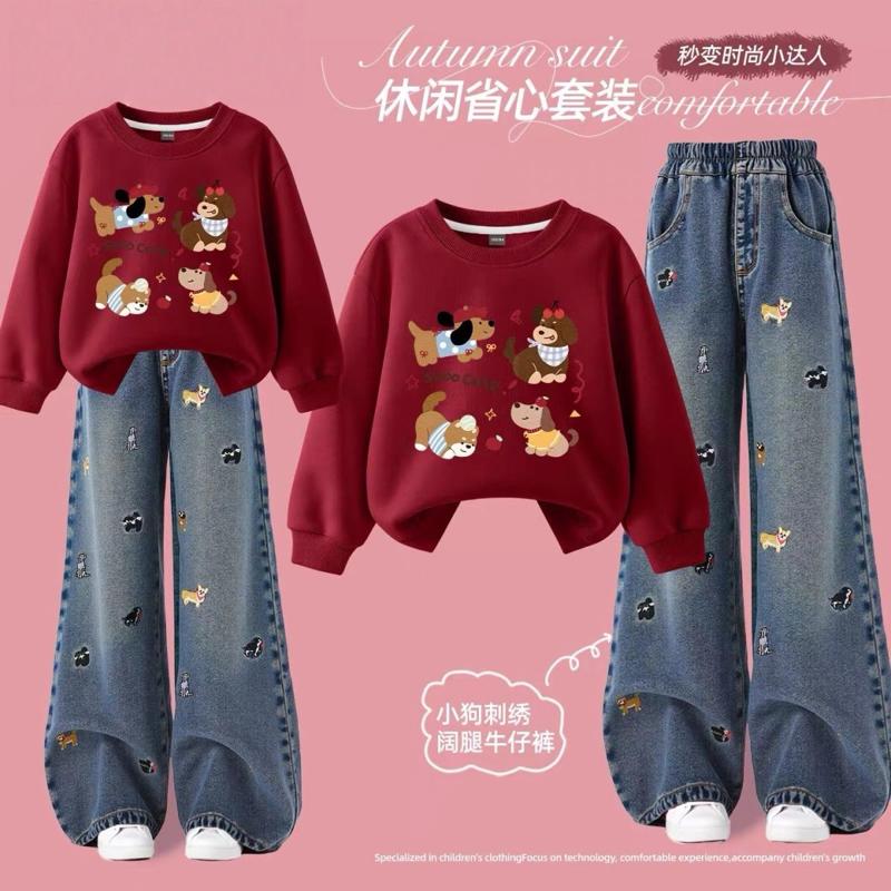 女童秋装套装新款初中生女装休闲卫衣儿童春秋款裤子牛仔裤两件套