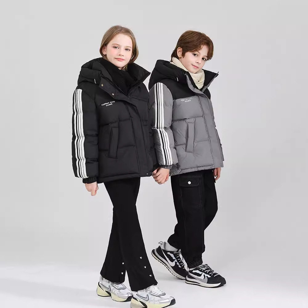儿童羽绒服冬季加厚白鸭绒男童女童中大童条纹拼色外套加厚保暖,童装/婴儿装/亲子装,羽绒服,淘宝优惠券,粉丝福利购,淘宝优惠卷