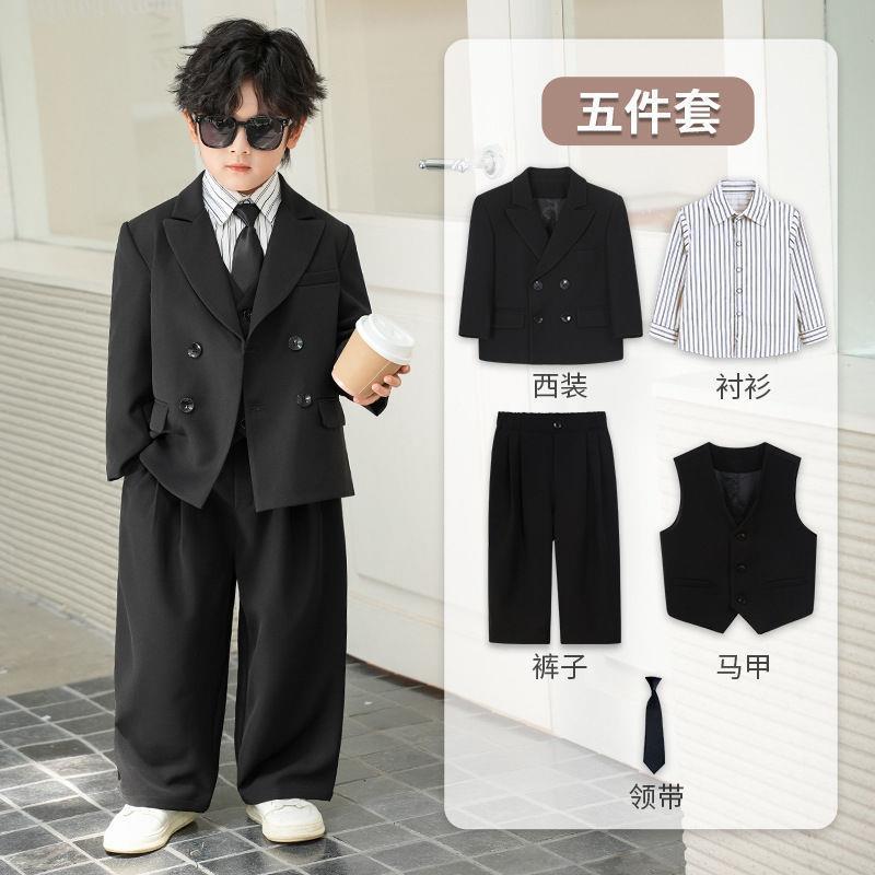 男童休闲西服时髦高级感儿童生日西装套装春秋花童男孩走秀演出服