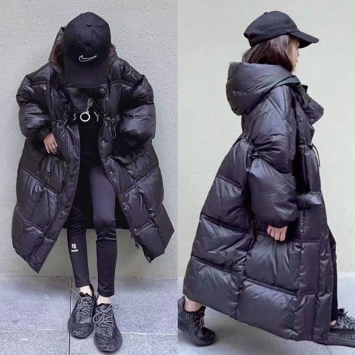 女童过膝长款羽绒棉服2025冬季新款洋气中大儿童宽松加厚收腰棉衣