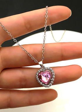 欧美个性麻花链亚克力 粉钻心形滴油爱心珍珠项链女