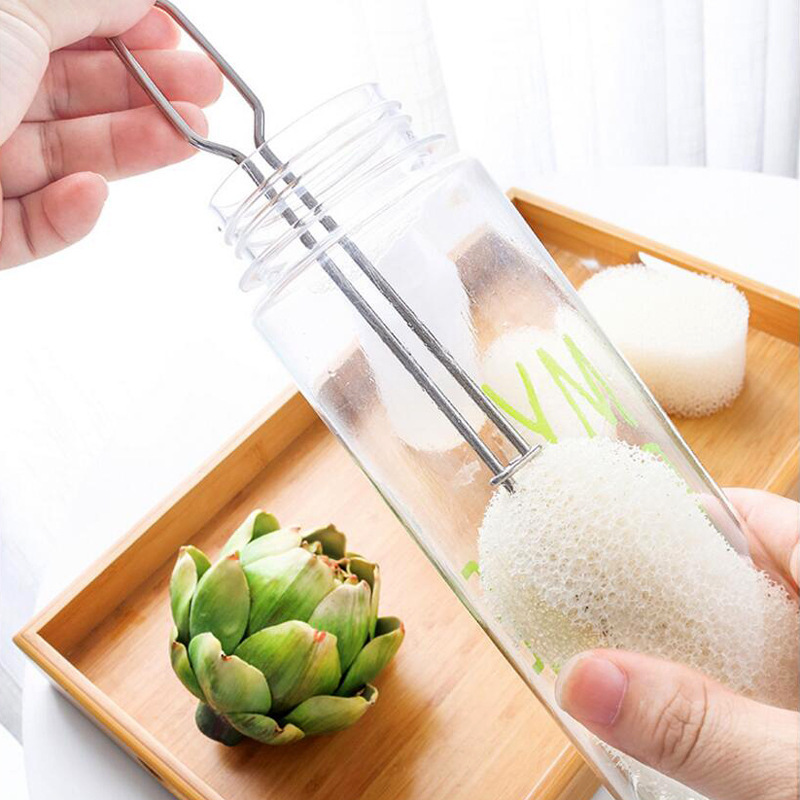 长柄杯子不锈钢手柄海绵杯刷器皿污渍去污洗杯刷可替换刷头
