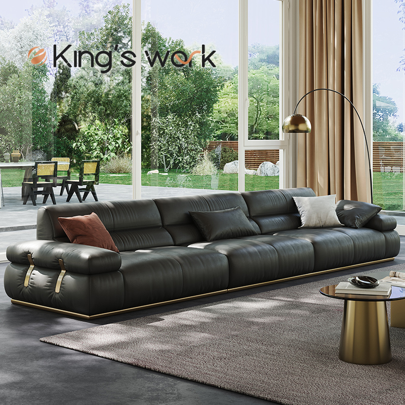 头层牛皮真皮沙发直排大户型