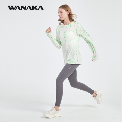 WANAKA美利奴羊毛速干衣天丝长袖扎染连帽T恤透气排汗男女同款