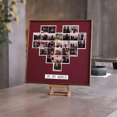 心形相框墙挂定制实木拼图洗照片夫妇相框创意心墙挂生日礼物