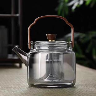 高硼硅玻璃煮茶壶红茶泡茶器电陶炉专用蒸茶壶家用青灰提梁烧水壶