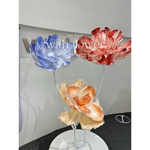 婚庆路引花成品彩绘花户外婚礼布置手工纸艺花橱窗道具装饰纸花