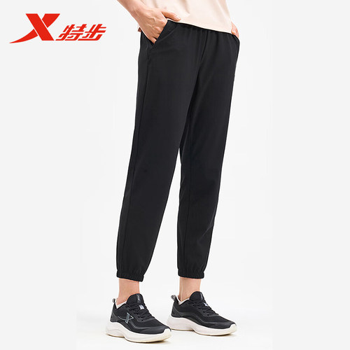 特步运动裤女2025夏季新款时尚百搭女针织运动九分裤975228840061