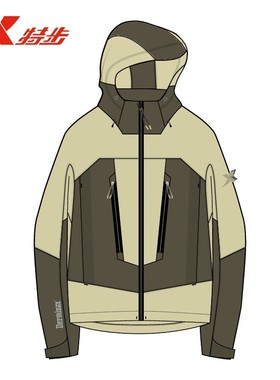 特步运动冲锋衣男2025秋季新款双层连帽防风冲锋衣9753292C0174