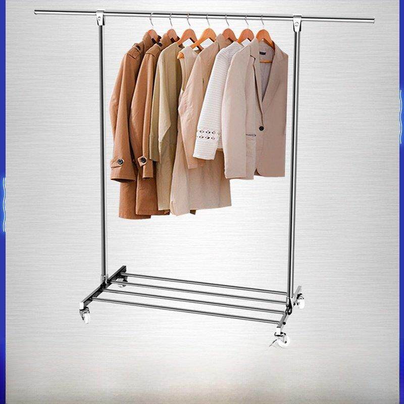 单极脚轮晾衣架不锈钢伸缩晾衣架简易室内晾衣架阳台晾衣架