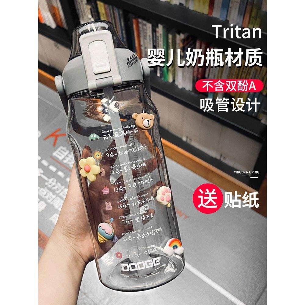 耐高温运动水杯户外大容量喝水杯学生简约随行便携吸带管水壶