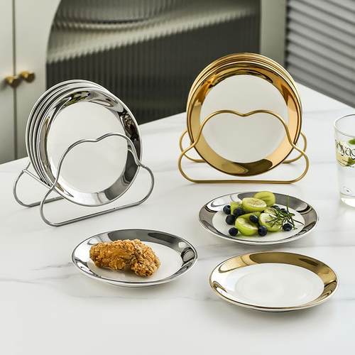 轻奢餐碟吐骨碟家用陶瓷餐盘餐桌垃圾渣盘6英寸盘子餐具高级感