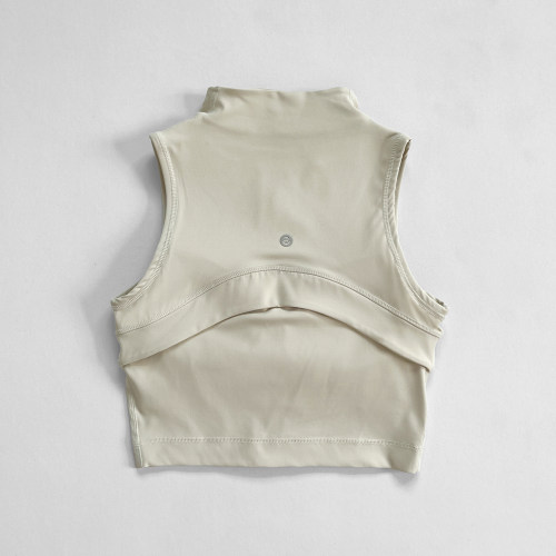 前拉链防震跑步立领运动背心