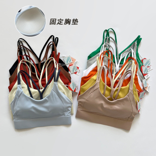 运动内衣女美背瑜伽服背心防震专业跑步普拉提训练健身聚拢文胸春