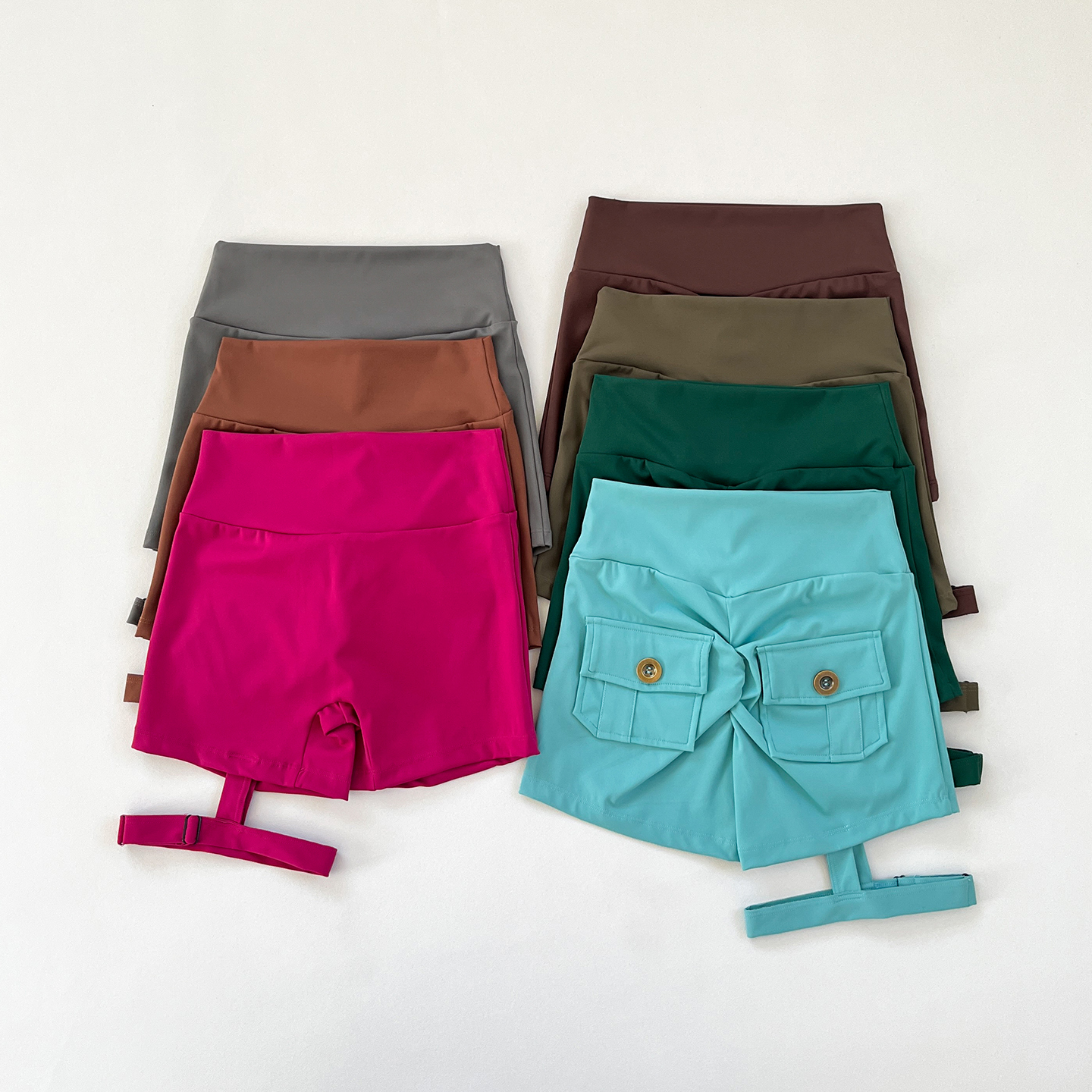 带口袋蜜桃臀运动三分裤