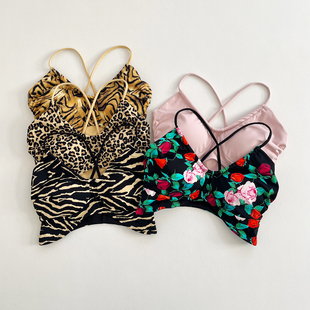 一体式细带运动内衣女时尚印花美背豹纹网红文胸瑜伽服健身网红