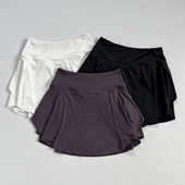 羽毛球运动裙女速干宽松跑步健身裙上衣薄款 冰丝拉链口袋短裙夏