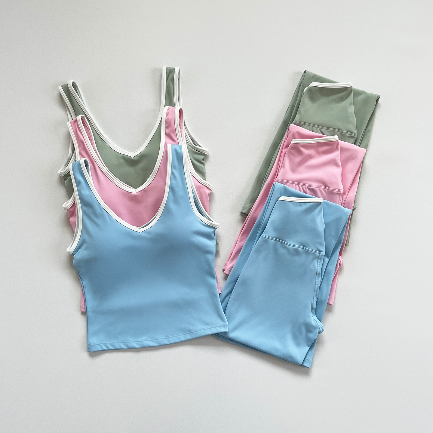 欧美裸感瑜伽背心女撞色运动上衣