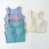 大码 收副乳前拉链运动背心女高强度跑步健身训练内衣长款 外穿文胸