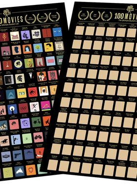 Poster Scratch Off Top 100 Movies Bucket List Couple Gift