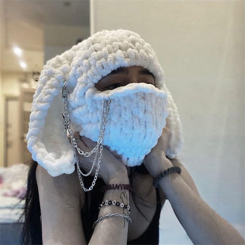 Women's Bomber Hats Winter Plush Hat Cute Balaclava with Bun