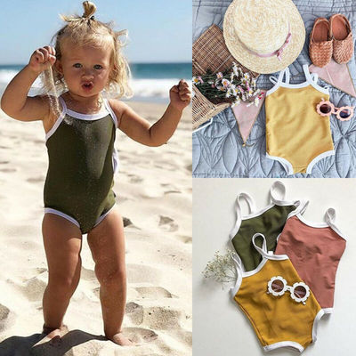 Toddler Kid Baby Girl Boy One Piece Swimwear Sleeveless Soli