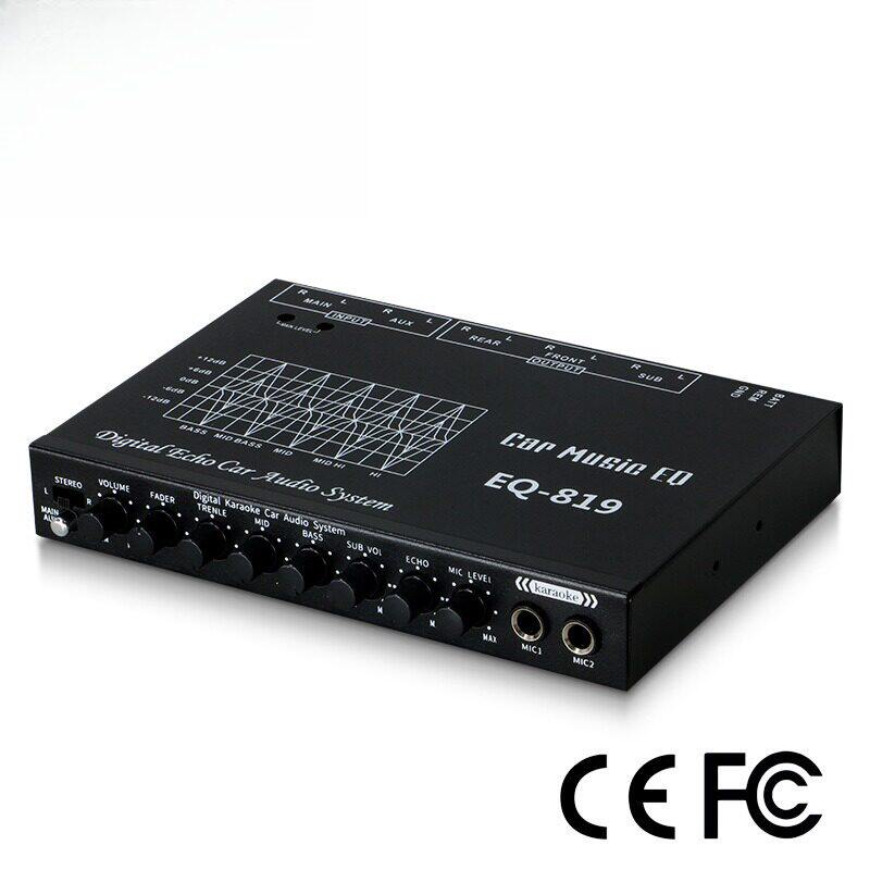 EQ-819车载EQ均衡放大器带话筒输入和外音输入灵敏度调节