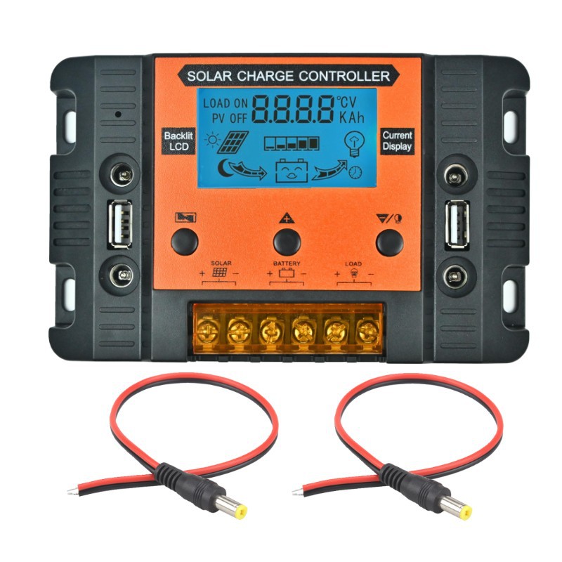 带背光显示12V24V30A太阳能控制器带四D孔光伏太阳能充电控制器