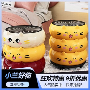 好物卡通猫咪带轮垃圾桶家用内外双桶卧室可爱垃圾筒高颜值创意收