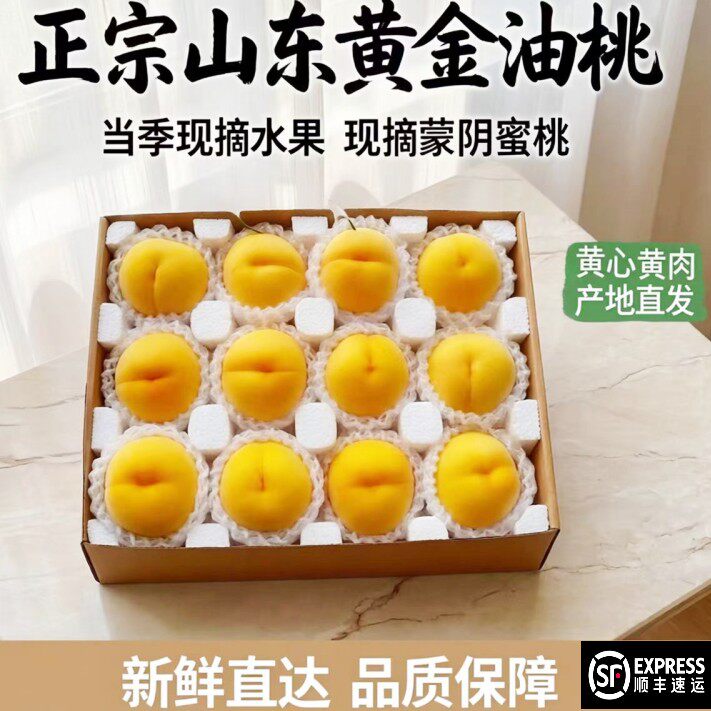 顺丰山东蒙阴黄金油桃新鲜水果当季现摘黄心油桃大黄桃脆桃硬桃子