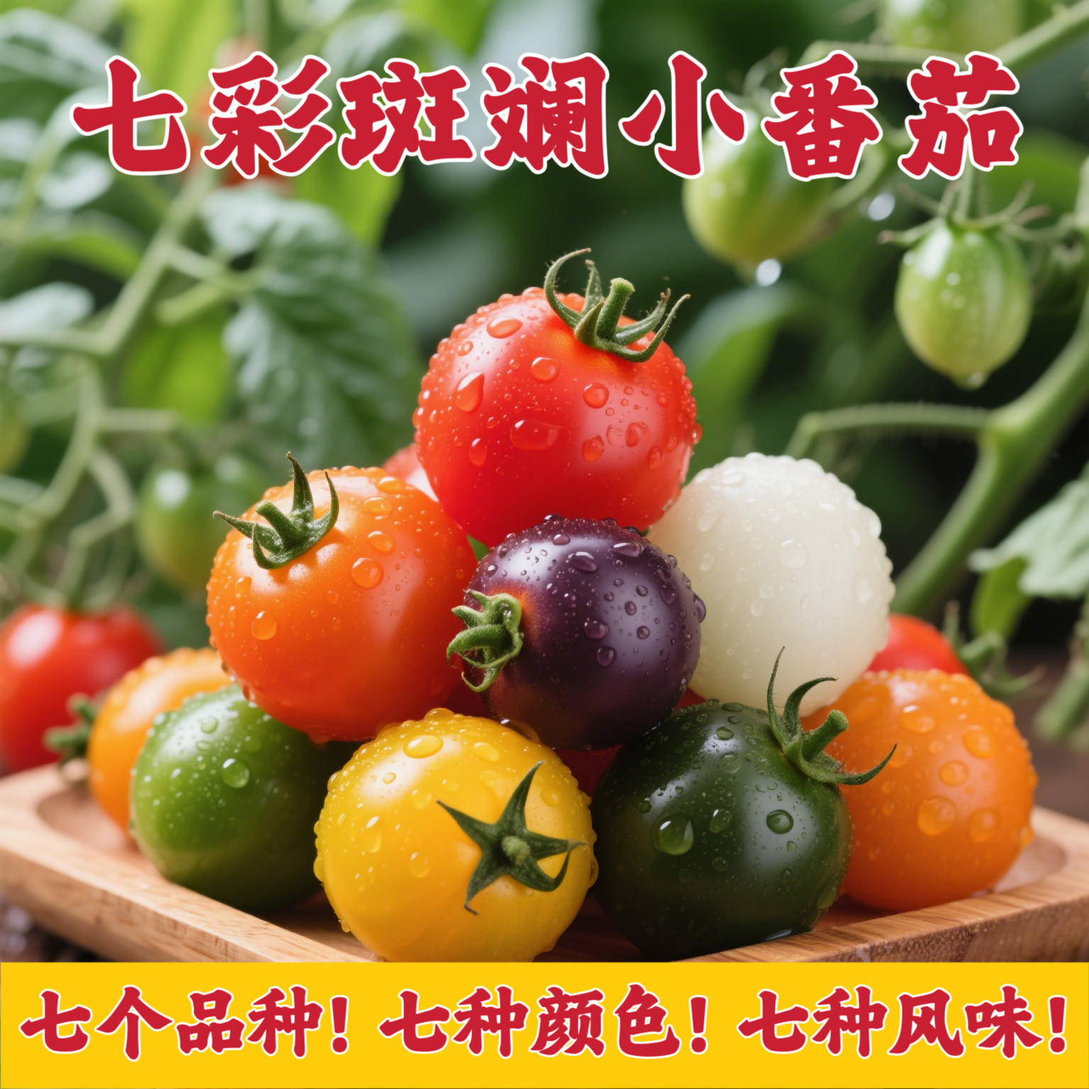 山东寿光七彩小番茄圣女果新鲜现摘小柿子6-7个品种多彩色小番茄