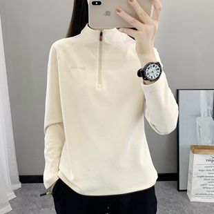 YG户外抓绒衣女冲锋衣内胆摇粒绒半拉链轻量保暖长袖 防静电打底衫