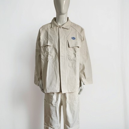 厂家直销船厂CSSC夏季薄款白色电焊防烫工装帆布电焊工作电焊衣服