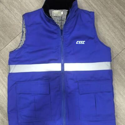 艳蓝色船厂棉马甲江南造船沪东外高桥中船广船CSSC船厂棉马夹工地