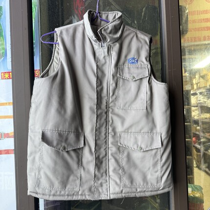 灰色棉马甲老款大口袋冬季江南造船沪东外高桥中船CSSC船厂