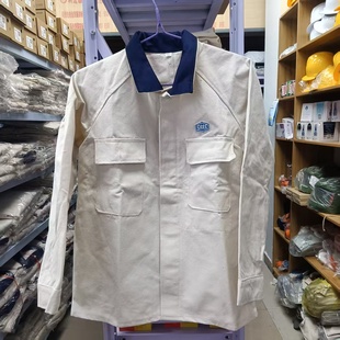 中国船舶电焊服加厚黑领棉帆布耐磨耐烫白色CSSC江南造船沪东套装