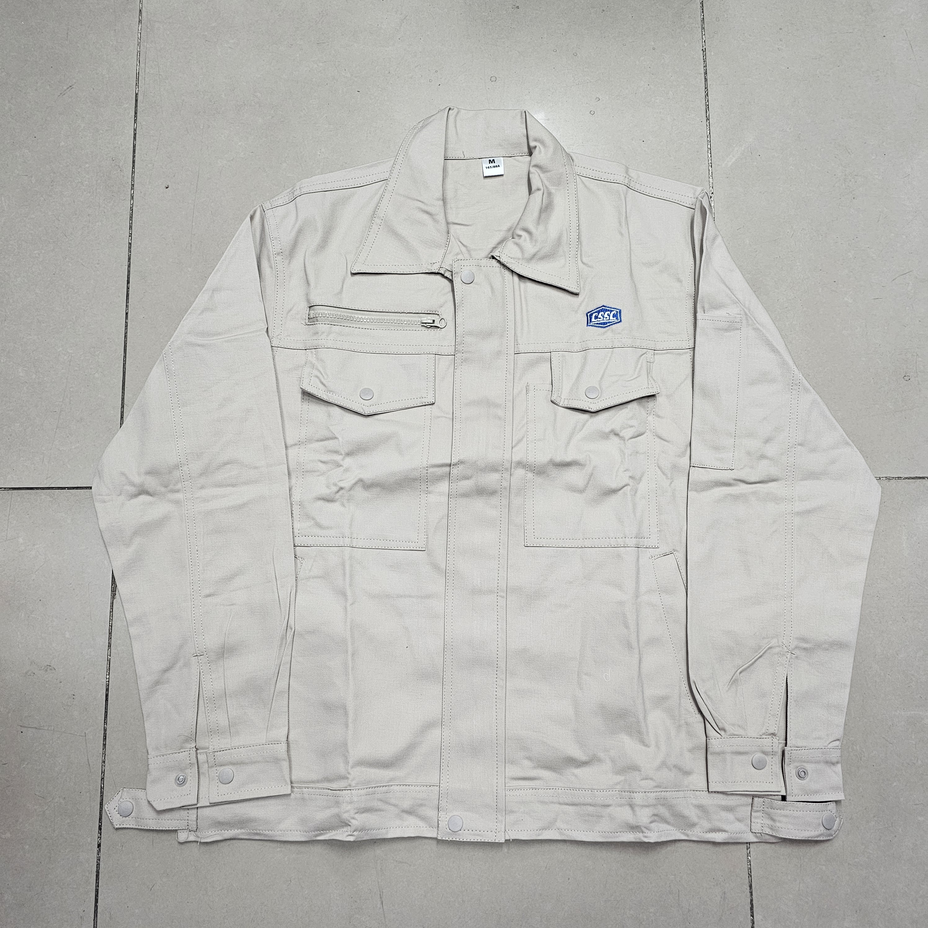 CSSC米色秋冬100%纯棉套装工作服(外高桥江南造船厂)同款打磨电焊