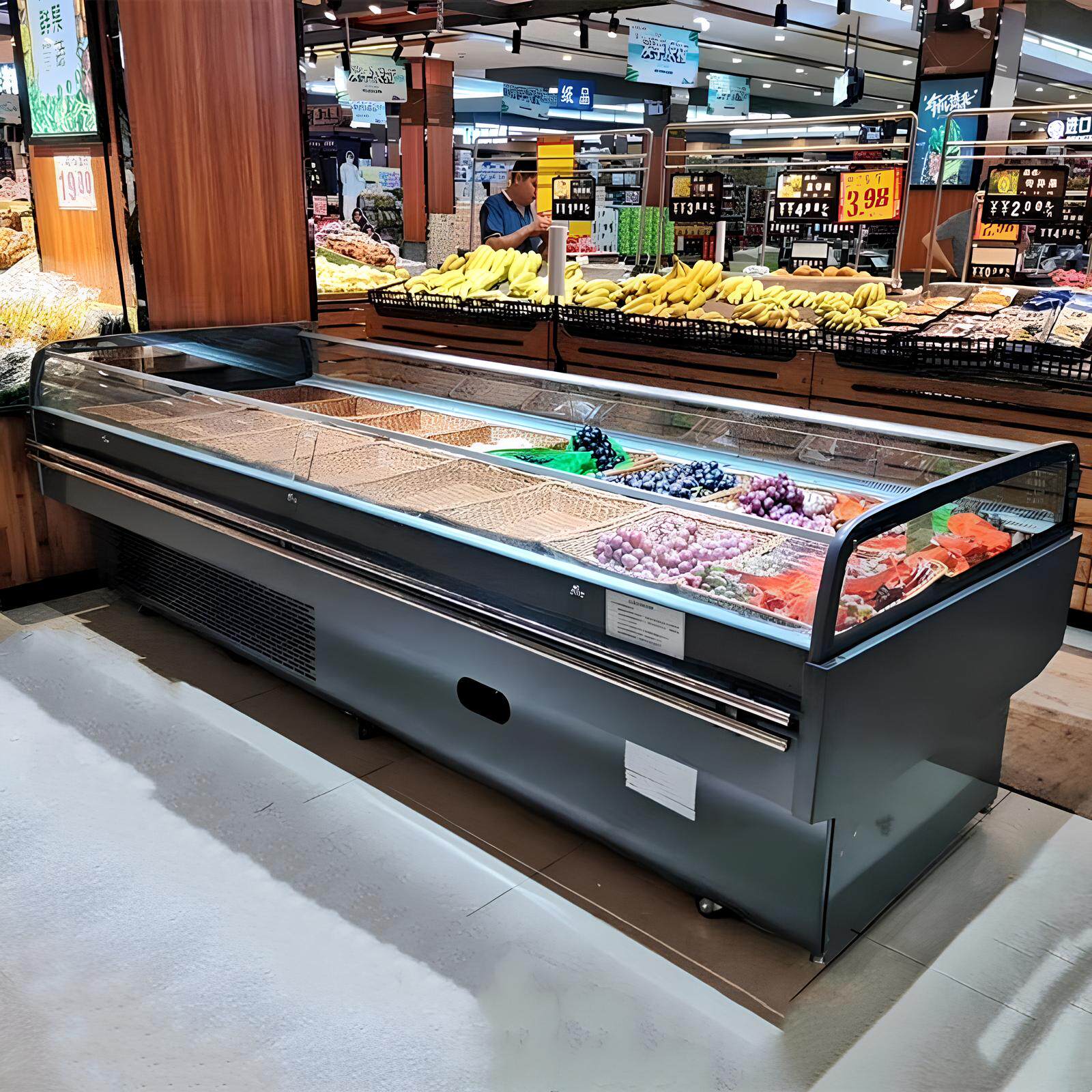 新升级版加大容量蛋糕果切冷藏喷雾展示柜大面积敞开式果蔬保鲜柜