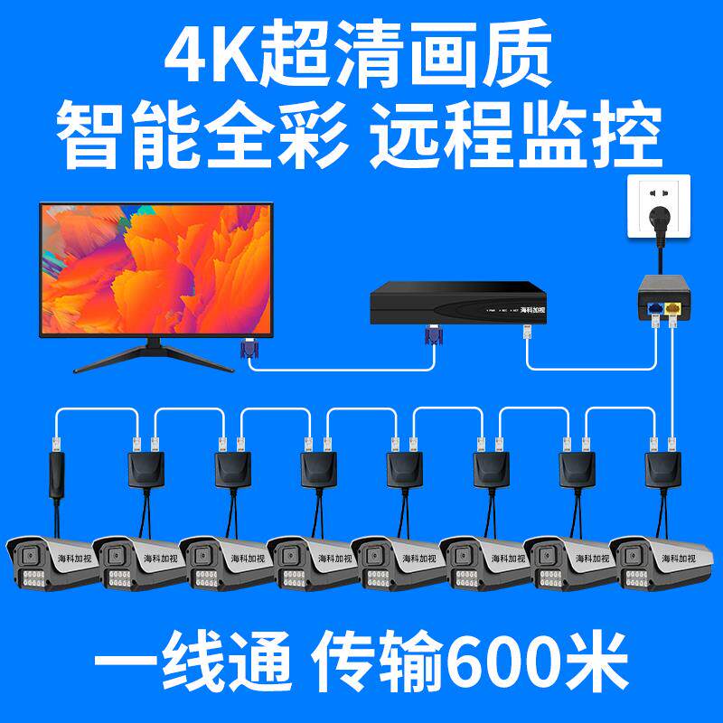 监控设备套装全套配件监控器店铺用商用一线通串联硬盘摄影摄像头