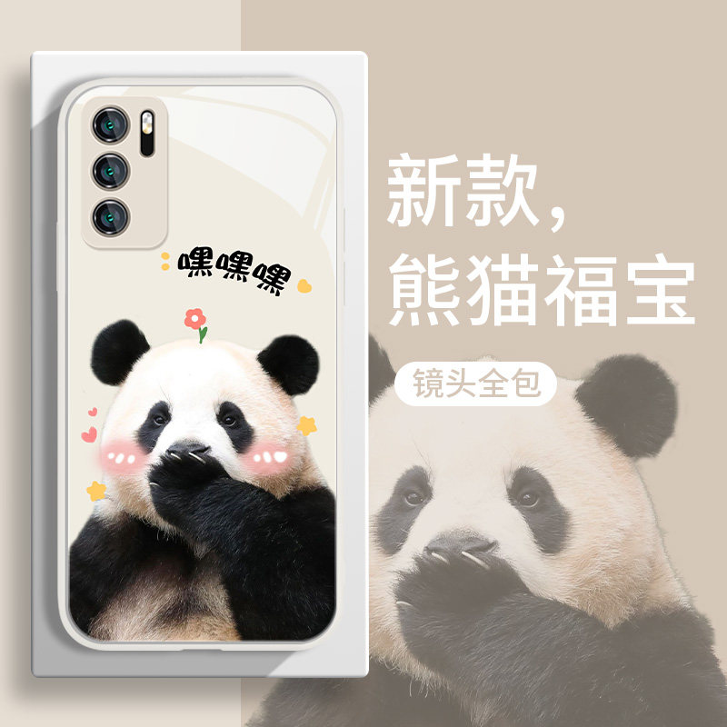 华为p40pro大熊猫福宝手机壳p30可爱花花p50卡通50/30女款mate60pro新款nova7/8玻璃荣耀80/70适用9/10se套