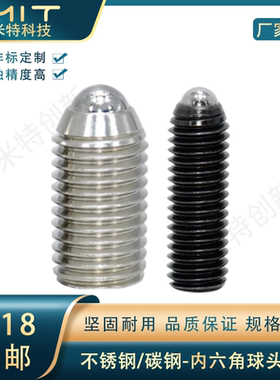 MTBZ不锈钢内六角球头玻珠螺丝柱塞MTTG碳钢直径M2/3/4/5/6/8/10