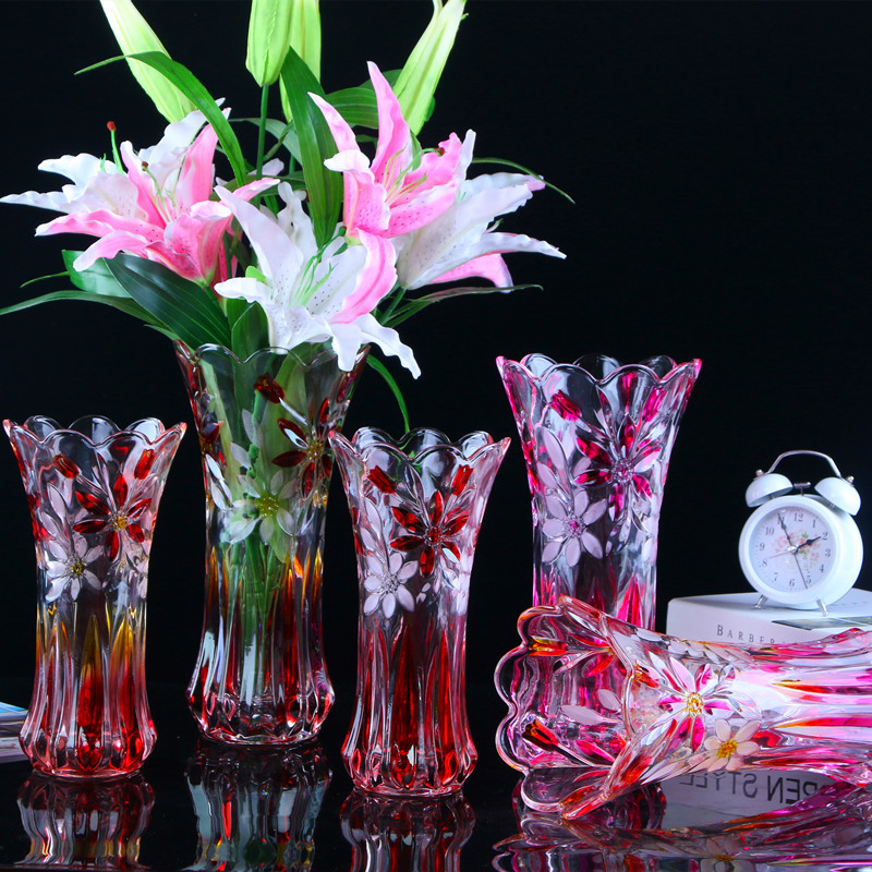 简约玻璃花瓶摆件客厅插花水培水养富贵竹鲜花餐桌大号透明花器