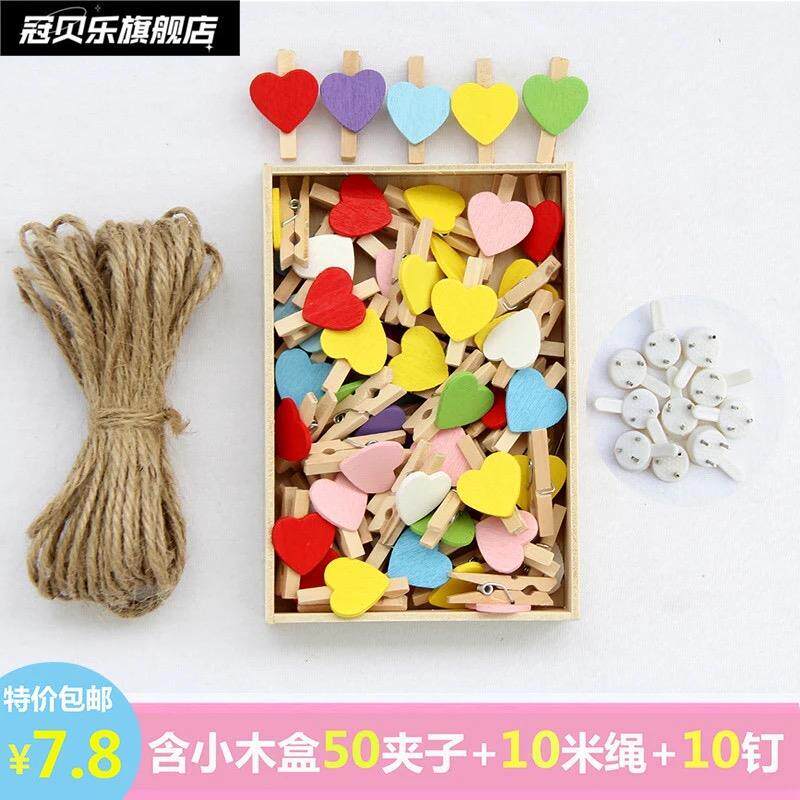 麻绳装饰墙创意挂墙卧室少女夹子灯串幼儿园照片墙贴ins风格墙面
