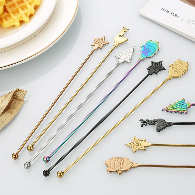 304不锈钢搅拌棒球形金属鸡尾酒咖啡奶茶搅拌酒吧圣诞调酒棒