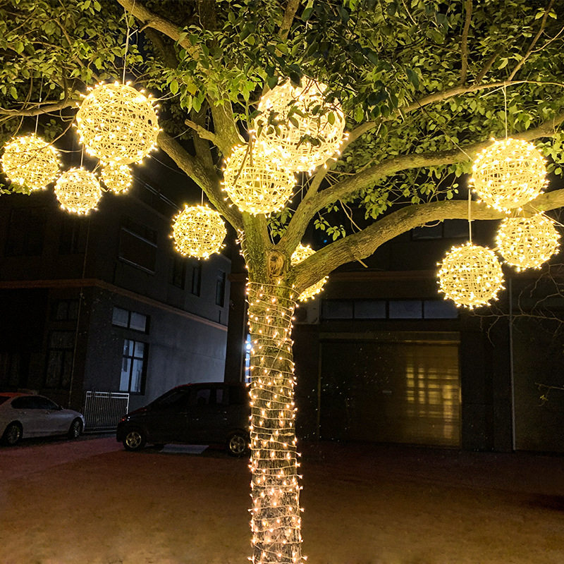 led藤球灯街道节日装饰挂灯户外防水工程亮化挂树上的彩灯圆球灯