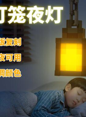 世界我的周边灯笼小夜灯声控智能感应间卧室睡眠MC火把插电款玩具