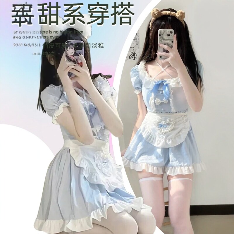 日系纯欲情侣趣味短裙