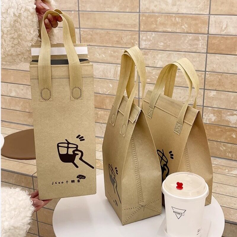 咖啡奶茶甜品打包袋无纺布加厚铝箔保温袋一次性外卖手提袋LOGO定