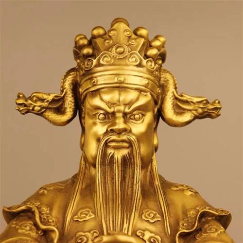 纯铜彩绘龙五爷广济龙王财神佛像客厅摆件五龙王铜像装饰品大号